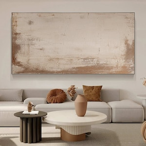Beige Wabi sabi Wall Art Beige Abstract Canvas Painting Neutral Abstract Wall Art Horizontal Beige Textured Wall Art Large Beige Wall Decor