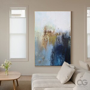 Original Blue and Brown Abstract Framed Wall Art Large Modern - Etsy