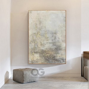 Large Abstract Wall Art Minimalist Grey Painting Abstract Painting Gold Art Wall Painting Abstract Canvas Texture Wall Art Beige Wall Decor