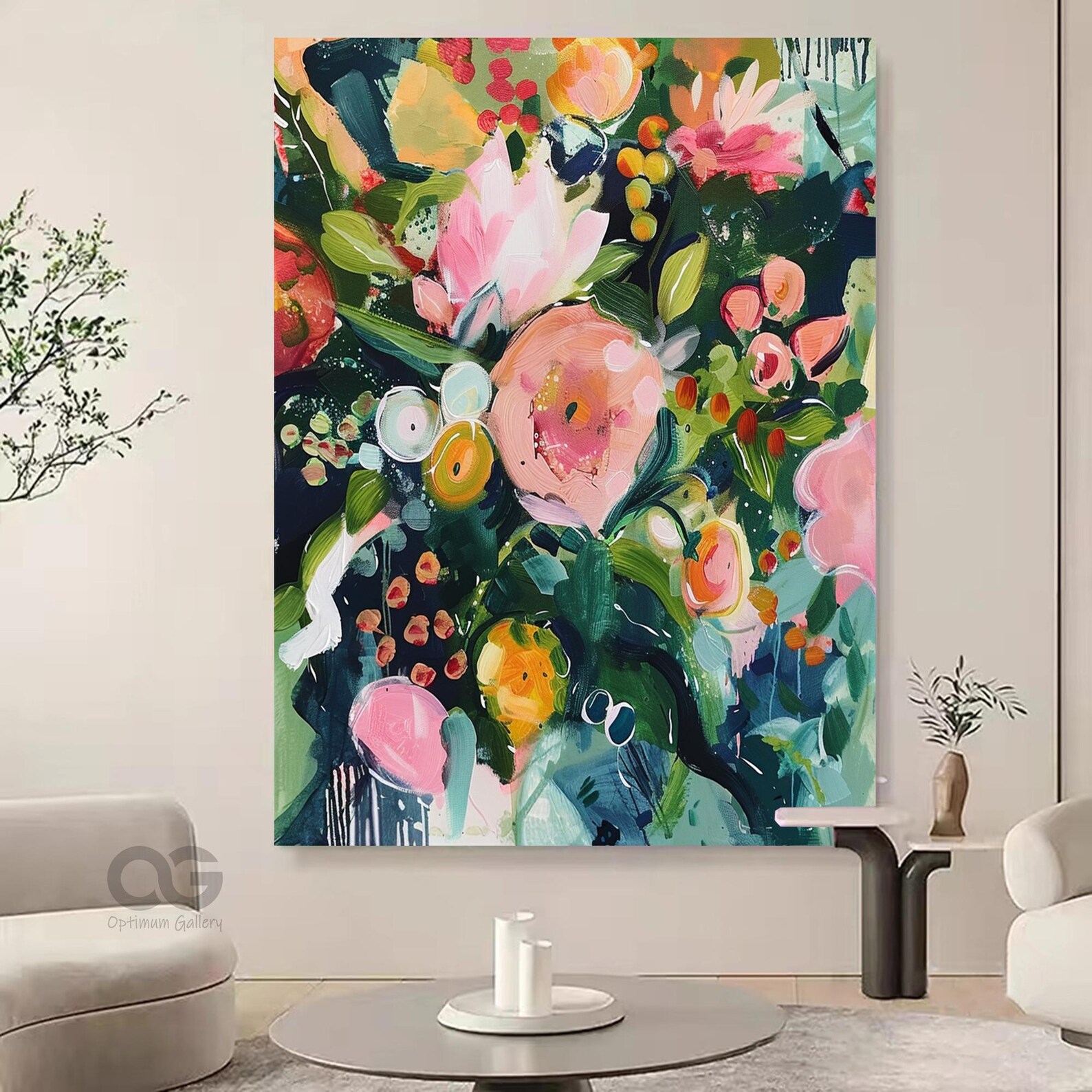 Original Garden Painting on Canvas 3D Textured Painting Green Wall Art ...