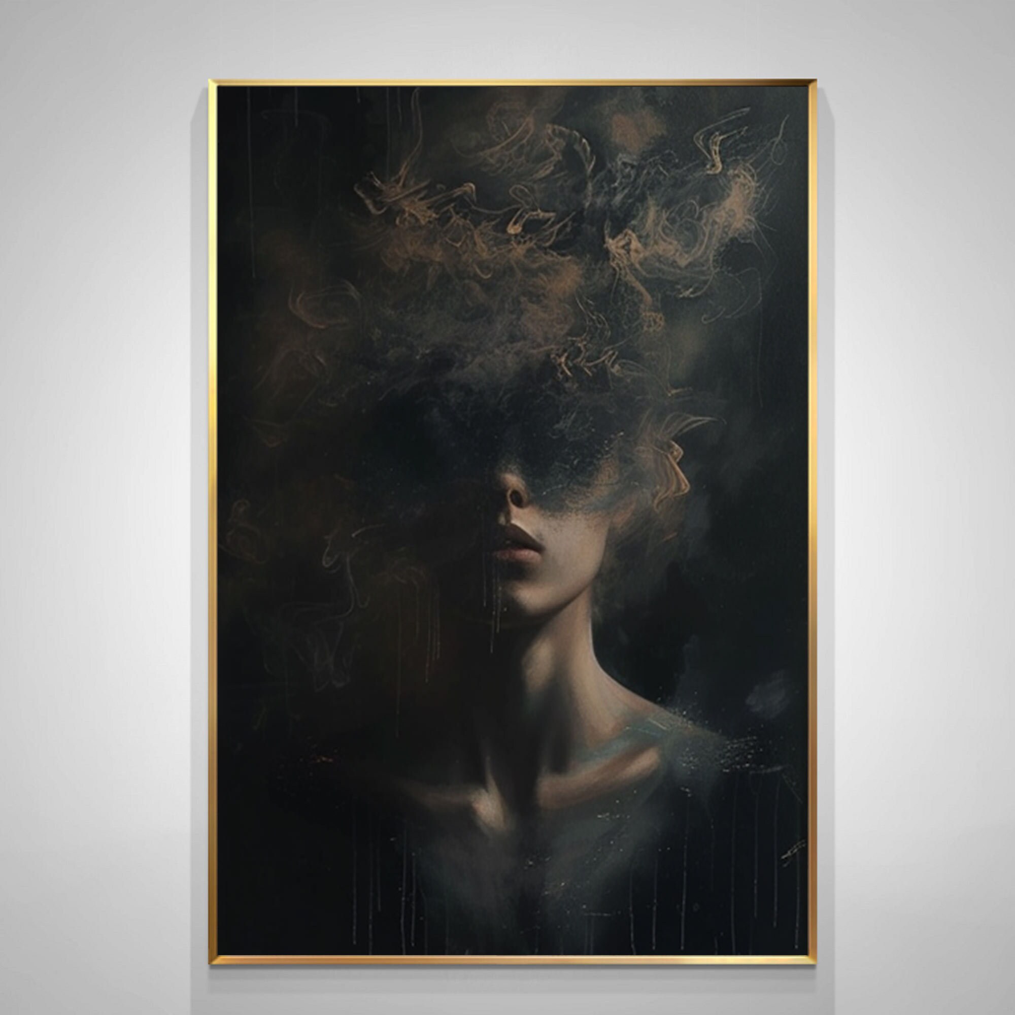 Large Face Portrait Painting Abstract Lady Painting Woman Face Wall Art ...