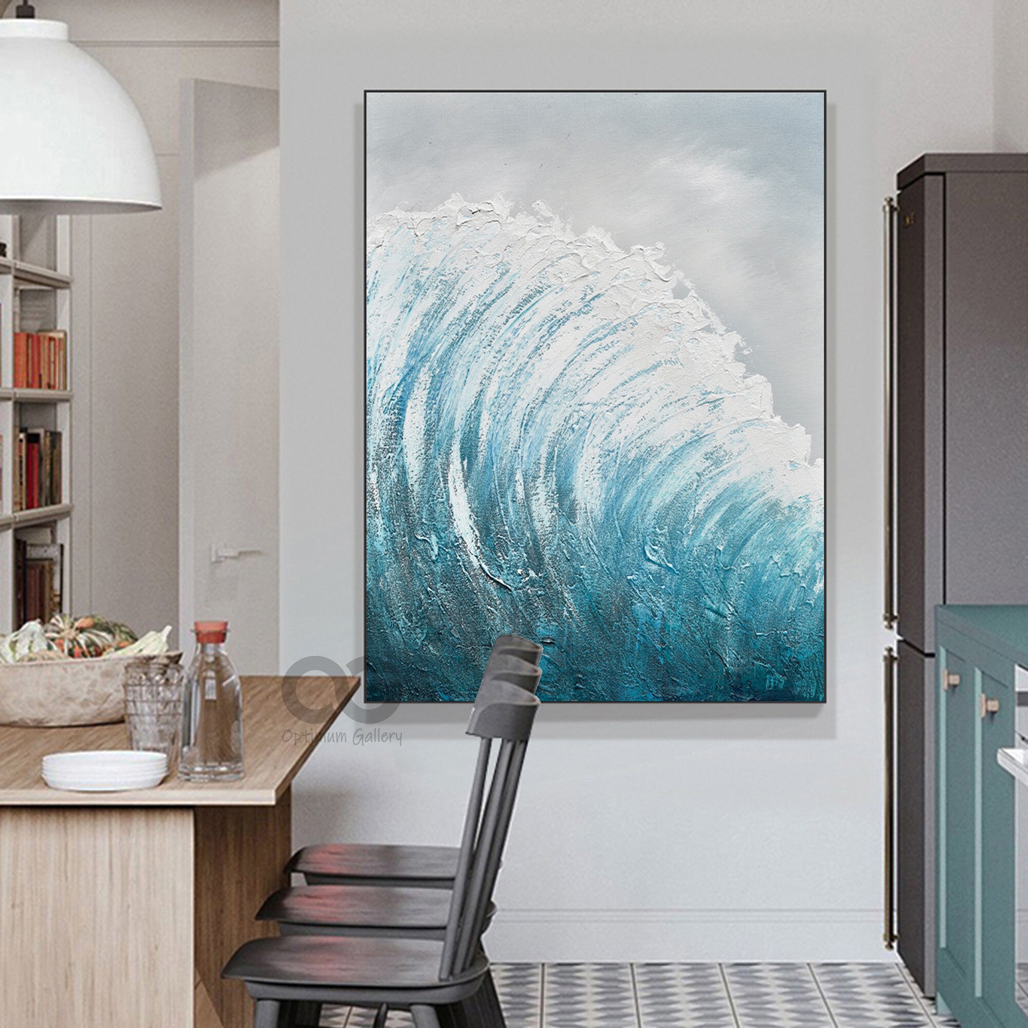 Large Abstract Blue Ocean Wall Art Original Ocean Waves Etsy