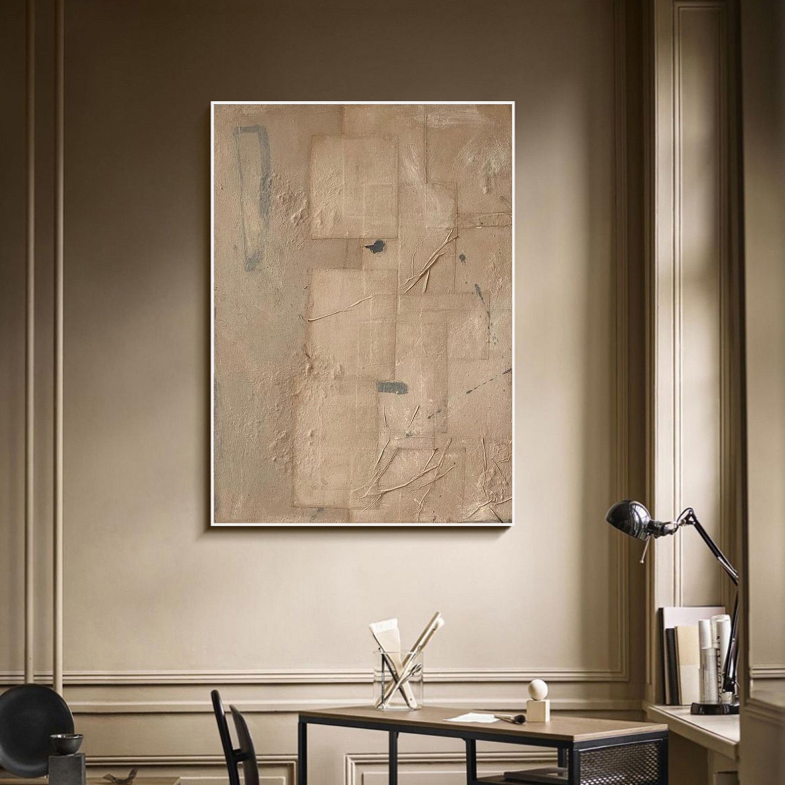 Brown Wabi Sabi Wall Art Brown Beige Abstract Painting Brown Minimalist ...