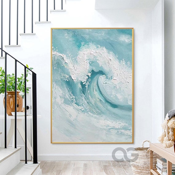 Ile – Peinture Acrylique sur toile  Tableau Mer : peinture marine -  peinture vague - Sea painting - Wave painting