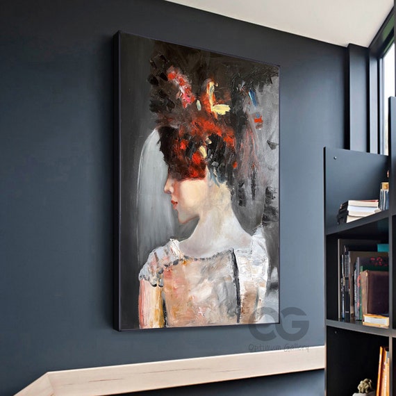 Large Abstract Lady Painting Woman Face Artwork Original Wall - Etsy