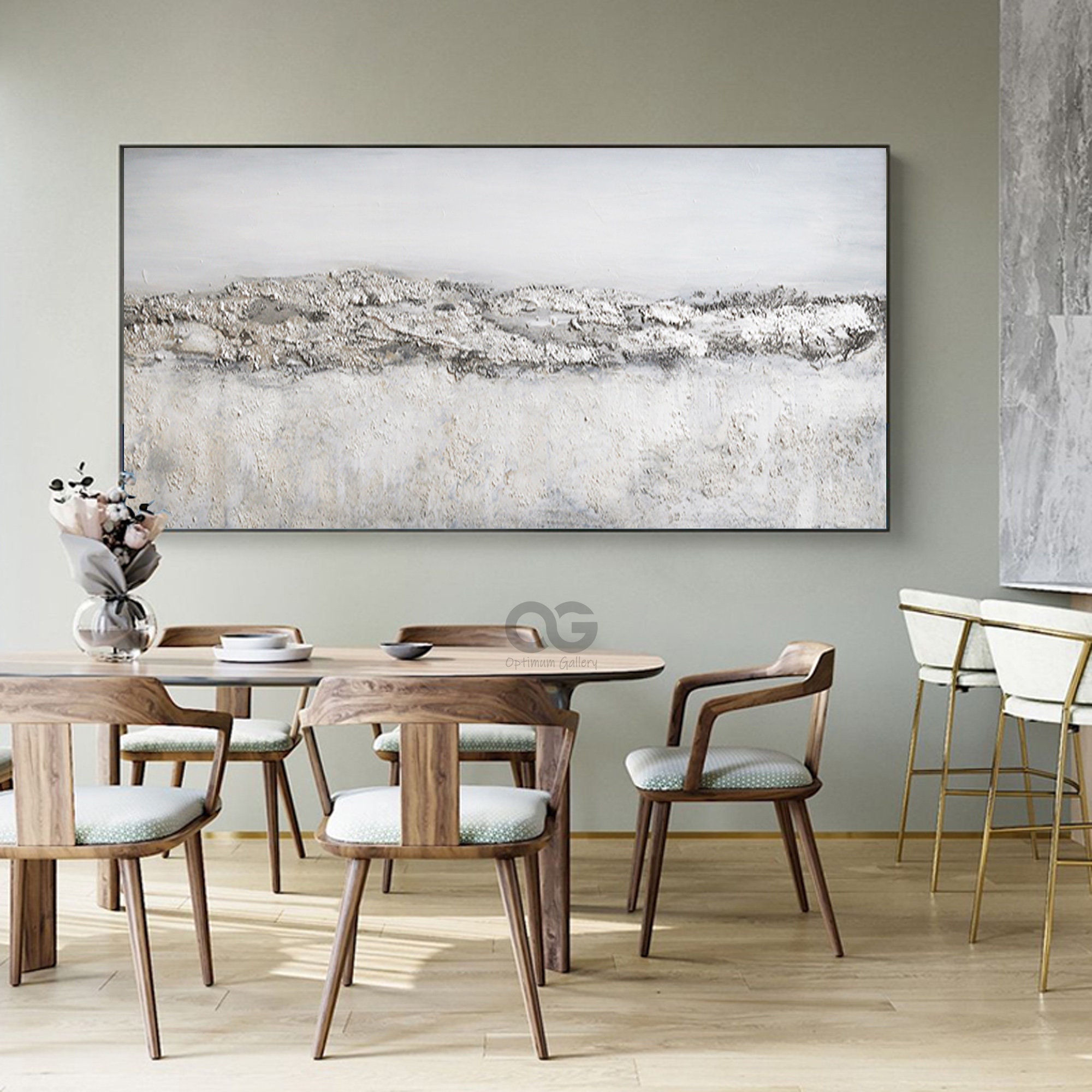 Abstract White Wall Art Framed Textured Landscape Wall Art Etsy Canada