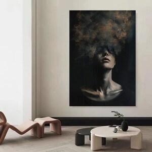 Large Woman Face Portrait Wall Art Abstract Lady Painting Woman Face ...