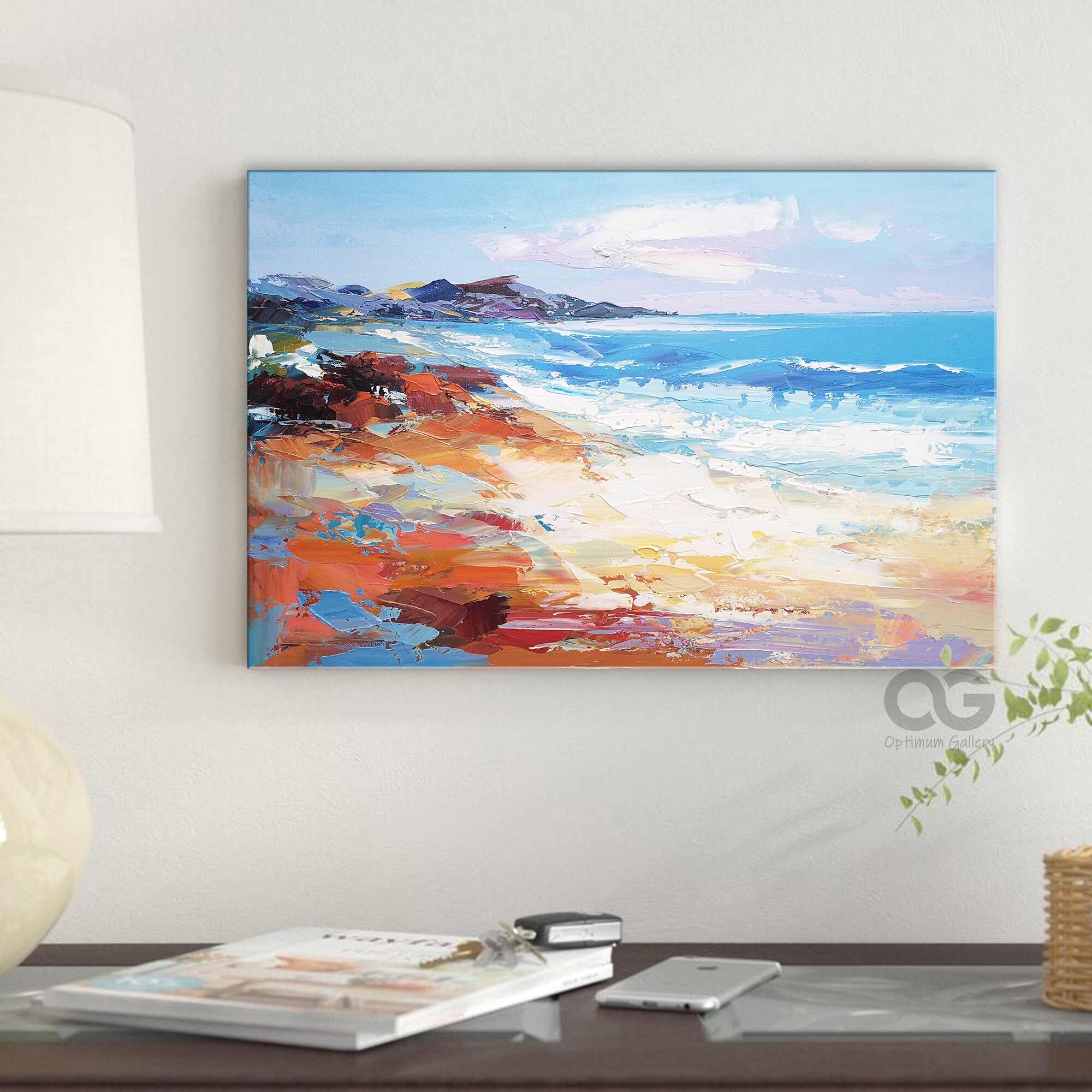 Framed Seaside Wall Art Seaside Painting Abstract Seascapes Etsy