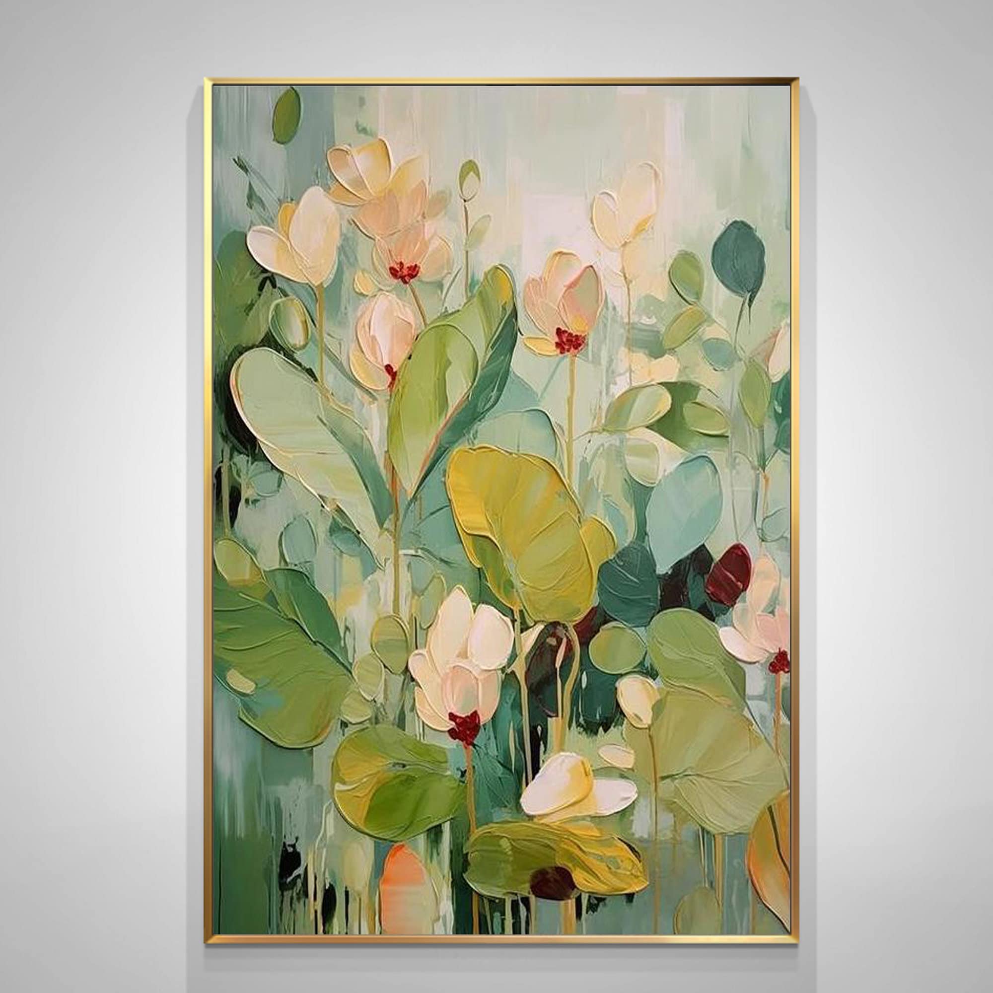 Textured Garden Painting on Canvas, Green Floral Wall Art - Etsy