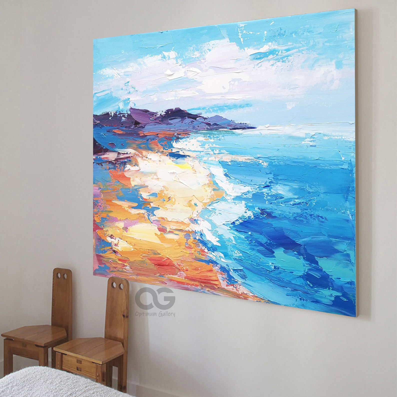 Abstract Coastal Painting Original Coastal Wall Art Framed Etsy