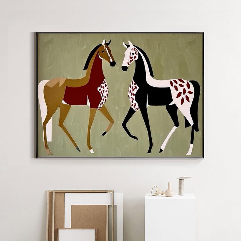 Abstract Horse Portrait Painting: Modern Equine Wall Decor, Organic ...