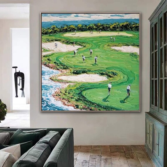 Textured Golf Course Painting, 3D Palette Knife Art - Etsy