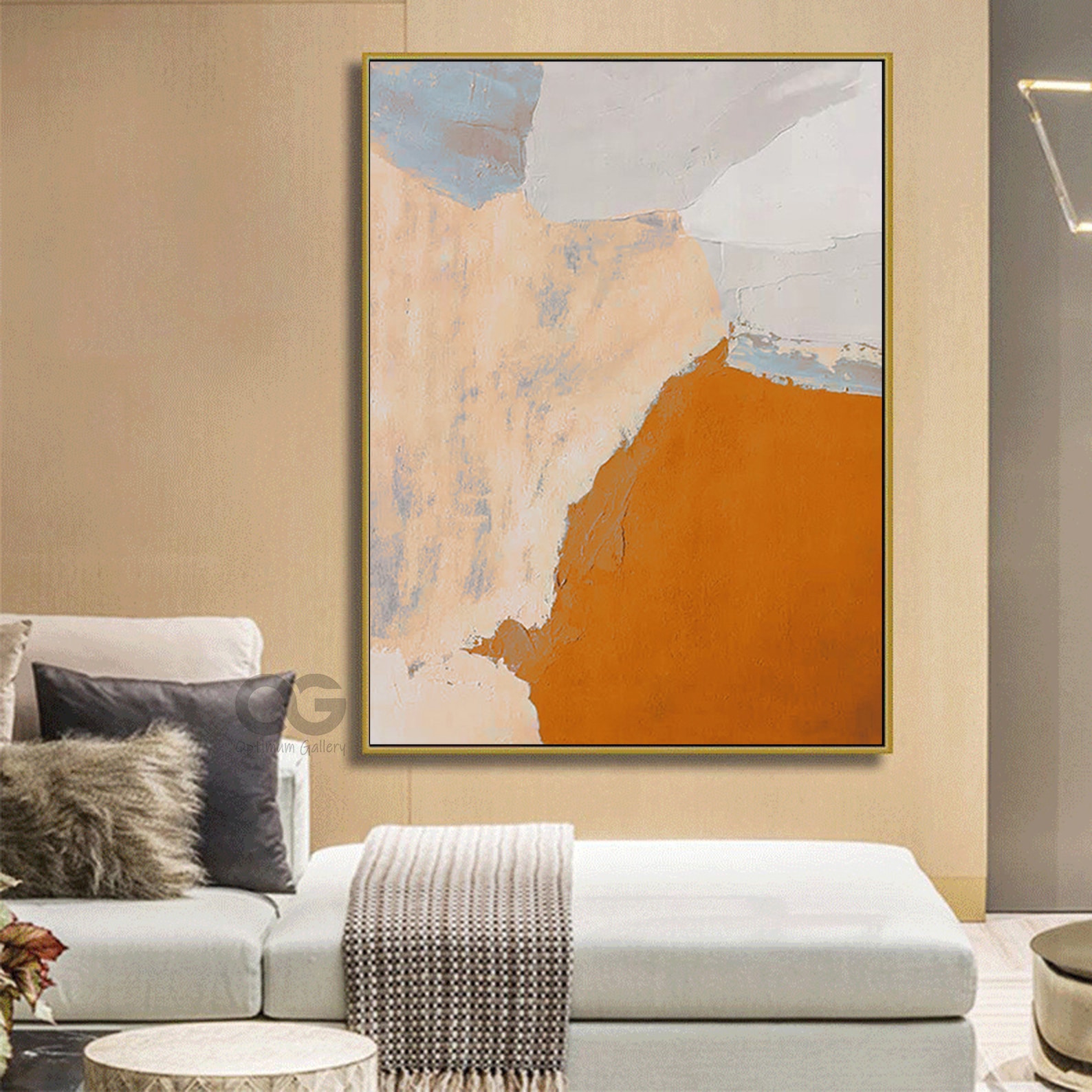 Large Minimalist Art Abstract Canvas Painting Orange Etsy New Zealand