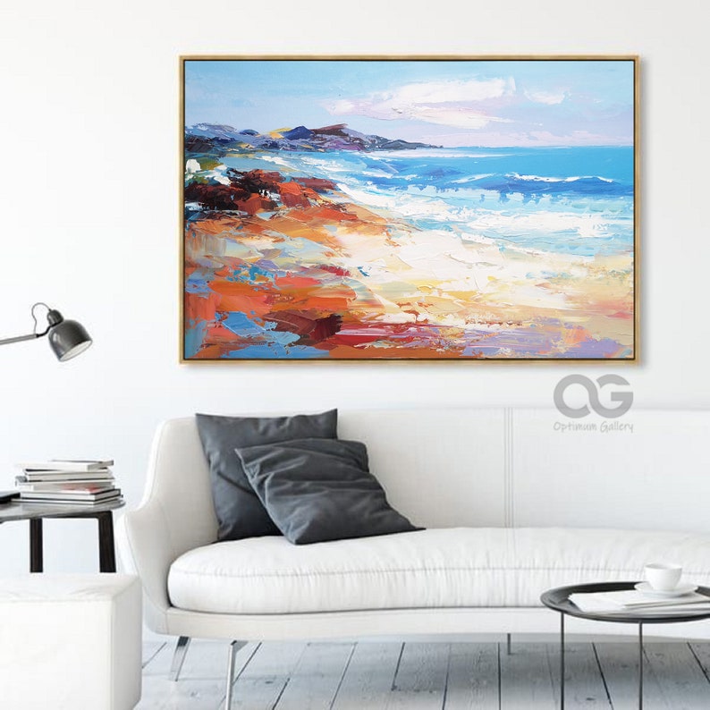 Framed Seaside Wall Art Seaside Painting Abstract Seascapes Etsy
