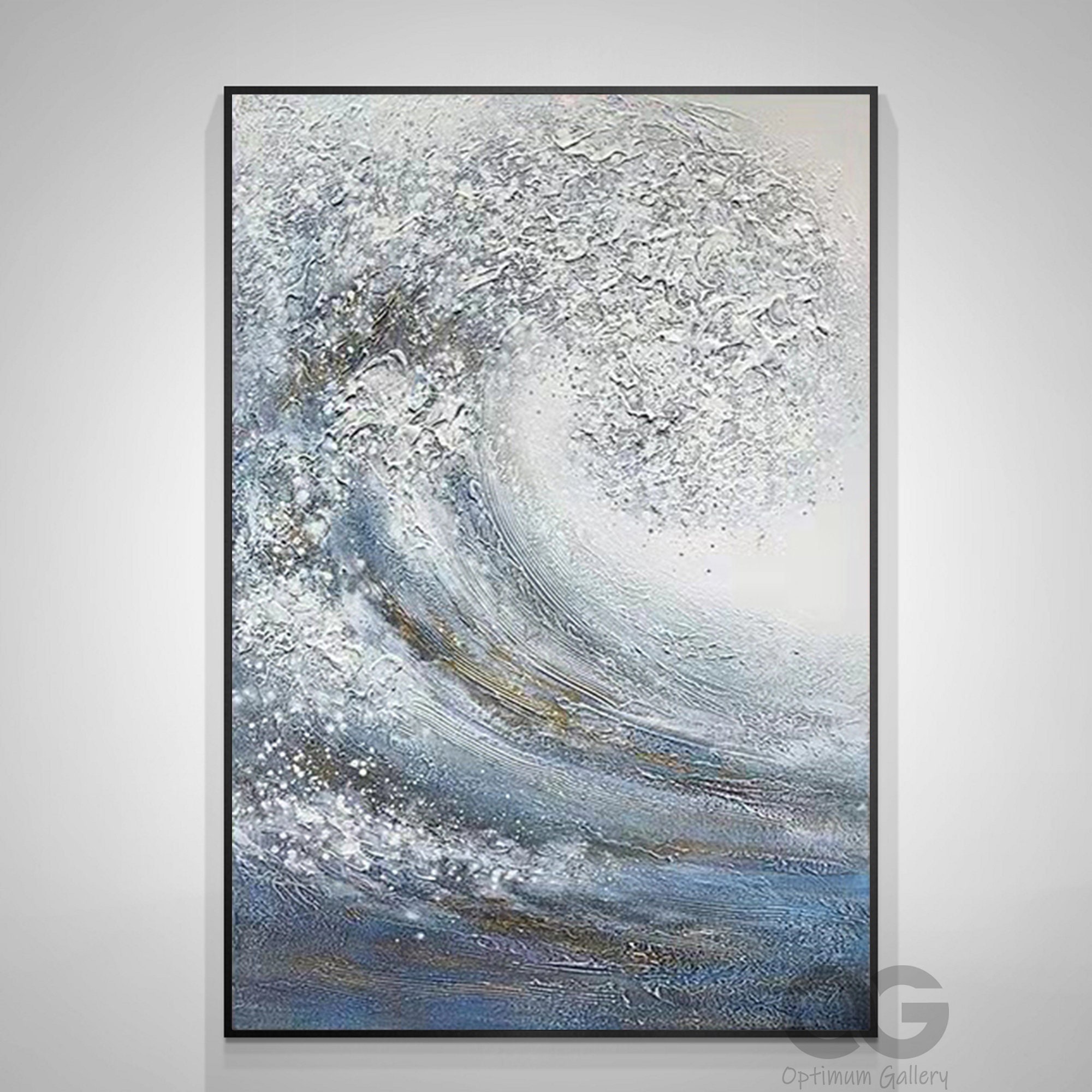 Blue Huge Wave Oil Painting on Canvas Large Abstract Ocean Wall Art ...