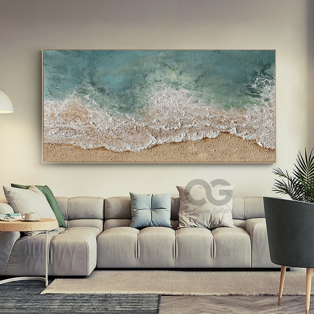 City by the Ocean Acrylic Painting Canvas Board 50x40cm 20 X 16 In Original  Handmade Painting Large Wall Art Living Room Decor Gift 