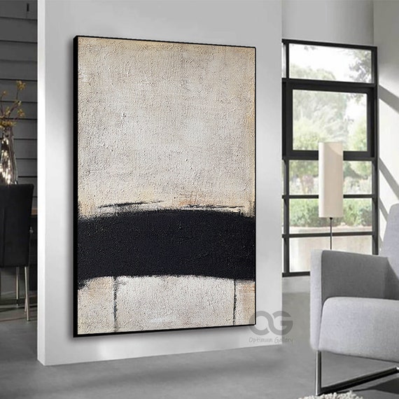 Original Beige and Black Wall Art Large Modern Abstract - Etsy