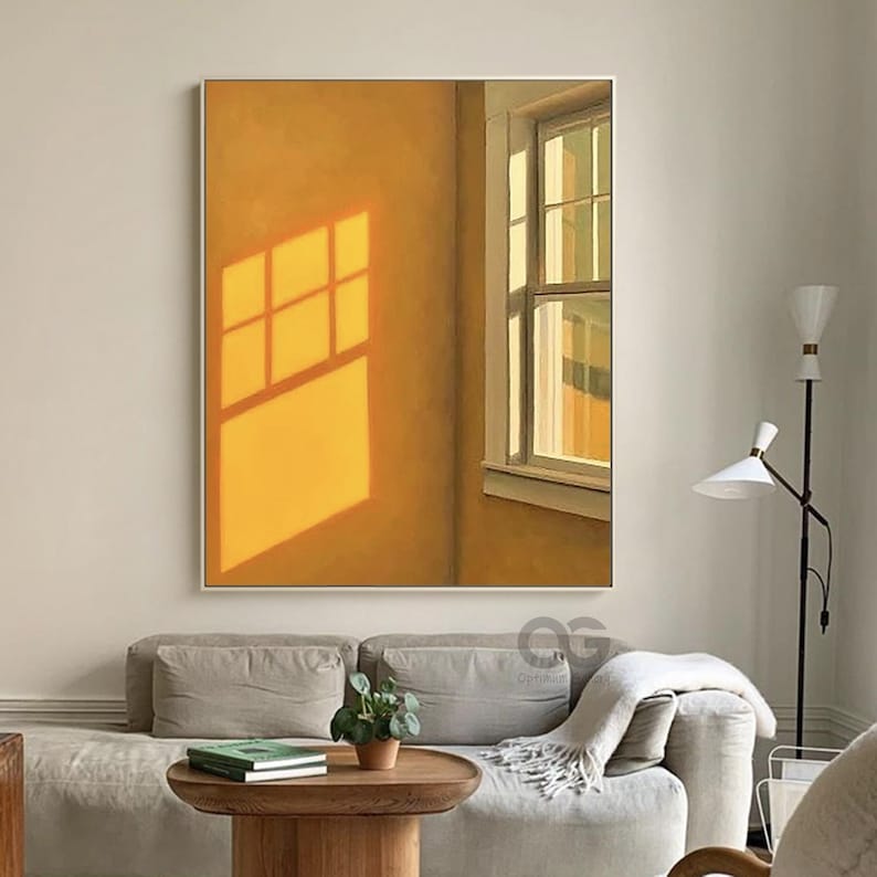 Sunlight Window Shadow Painting, Warm Minimalist Art - Etsy
