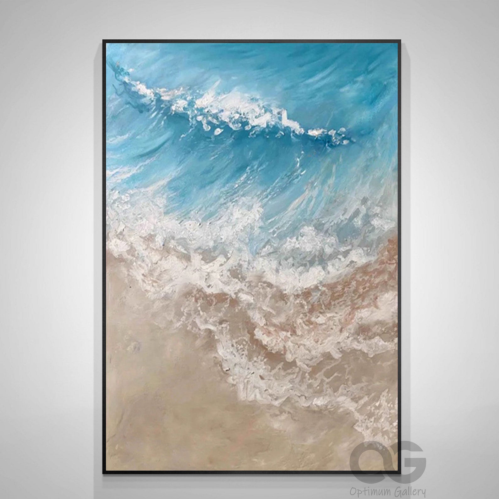 Large Abstract Beach Wall Art Abstract Blue Wave Canvas Etsy