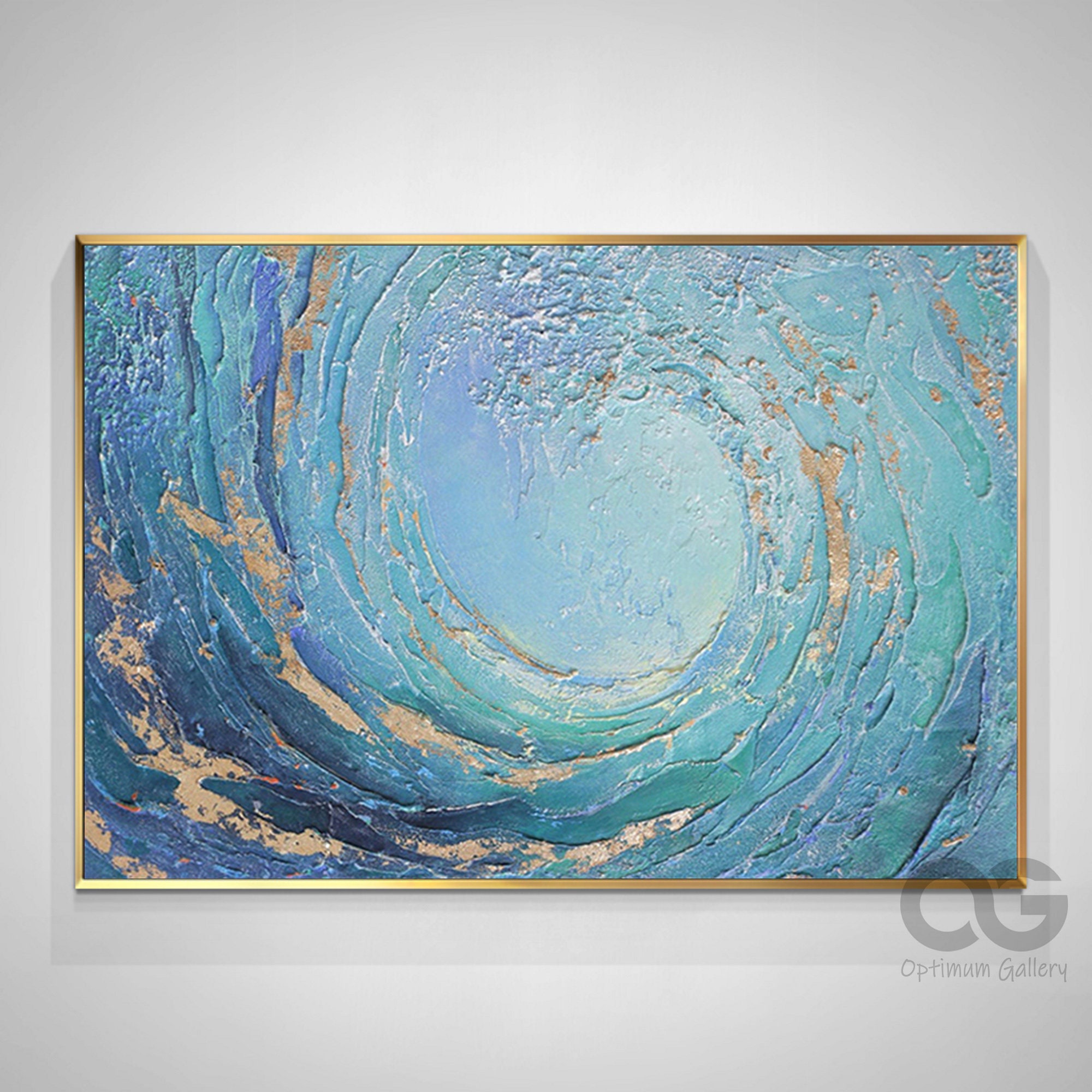 Blue Huge Wave Oil Painting on Canvas Large Abstract Ocean Wall Art ...