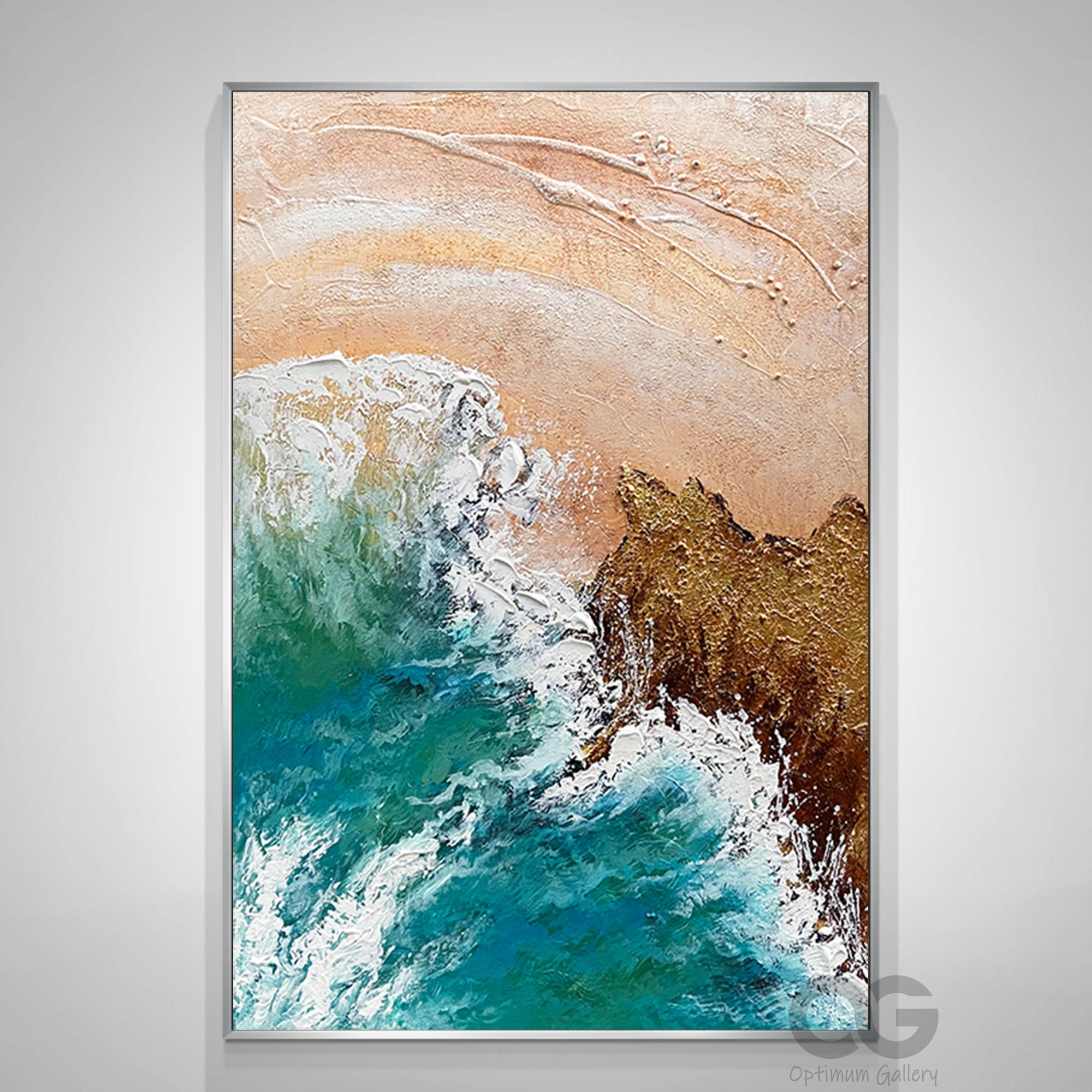 Aqua Ocean Waves from Above | Large Solid-Faced Canvas Wall Art Print | Great Big Canvas