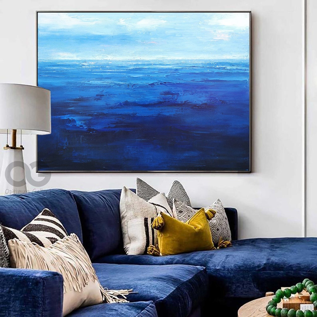 Oversized Deep Blue Ocean Wall Art Large Acrylic Ocean Etsy