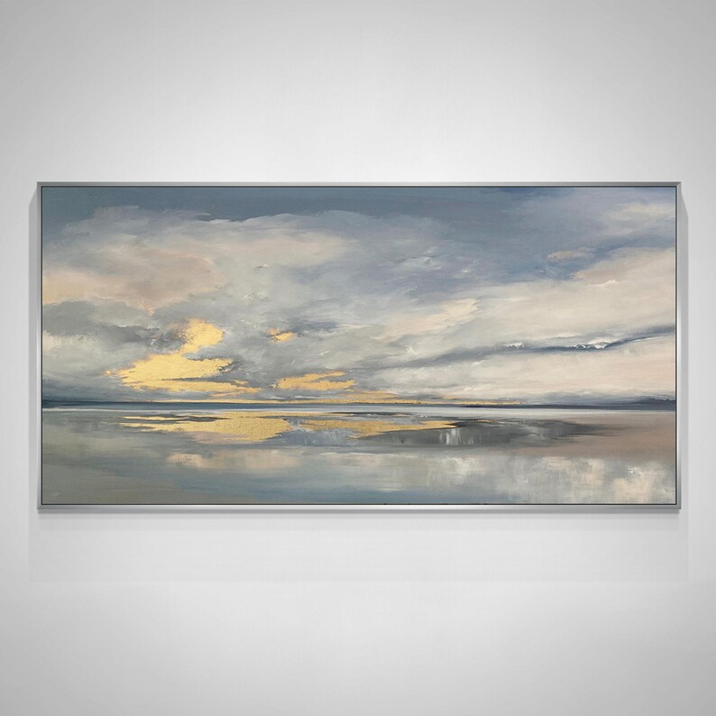Large Coastal Wall Art Large Sunset Beach Painting Seascape Etsy