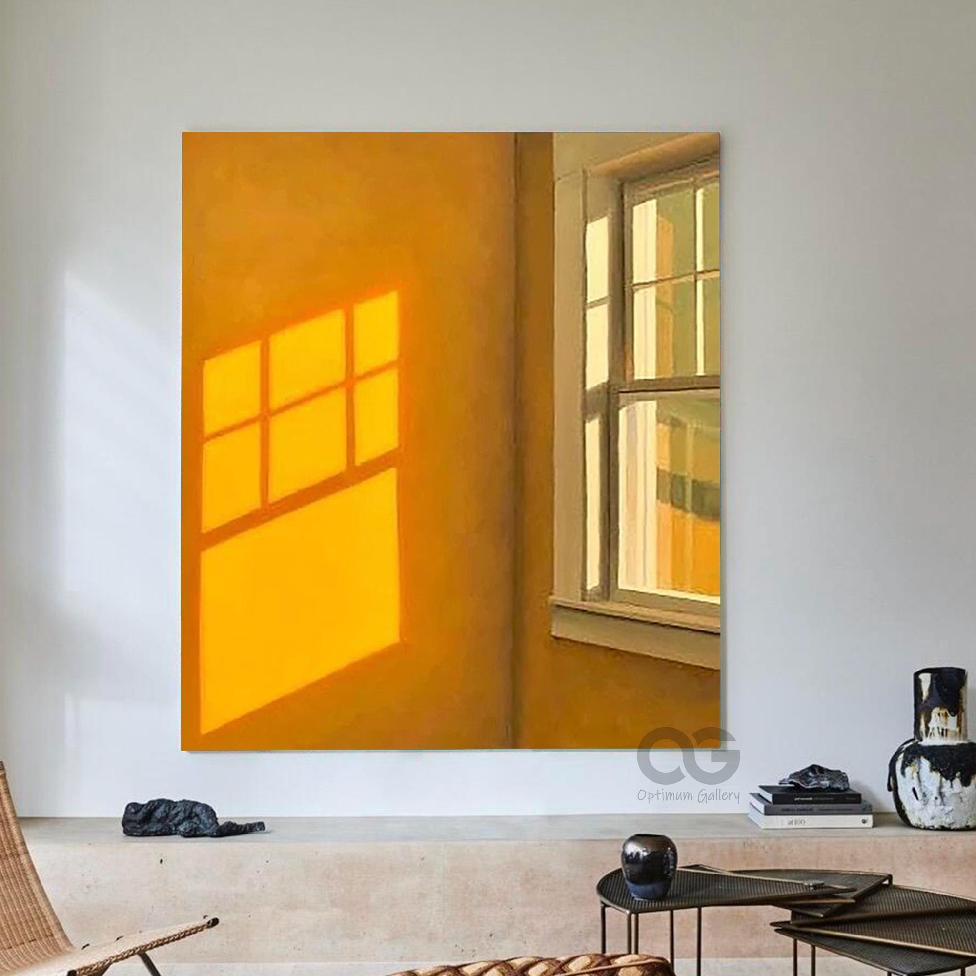 Sunlight Window Shadow Painting, Warm Minimalist Art - Etsy