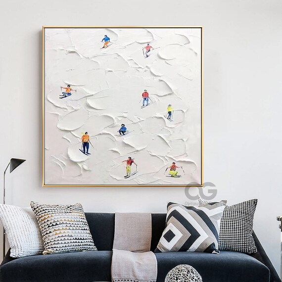 オリジナルスキースポーツキャンバス絵画 冬の装飾テクスチャ