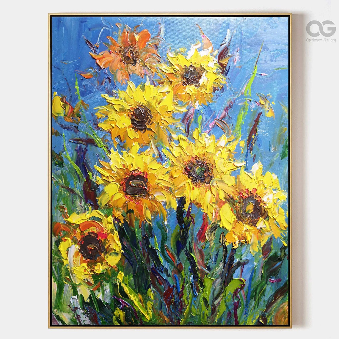 Sunflower Wall Painting Large Floral Canvas Art Abstract Etsy