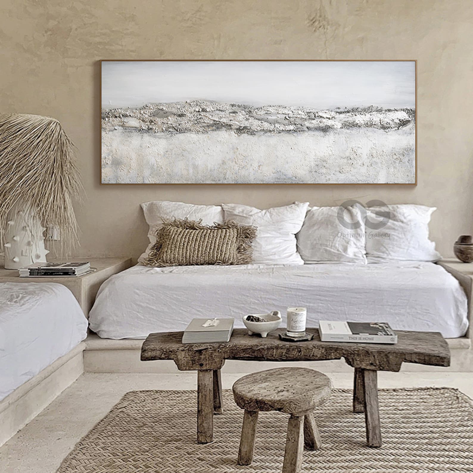 Abstract White Wall Art Framed Textured Landscape Wall Art Etsy