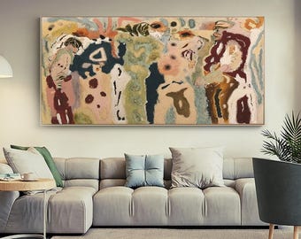 Abstract Oil Painting: Earthy Texture, Mid Century Modern Gallery Wall Art