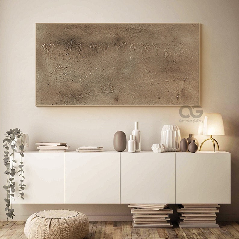 Wabi-Sabi Wall Art Large Abstract Brown Minimalist Wall Art Original Brown Painting Modern Textured Wall Art Oversized Minimalist Canvas Art image 2