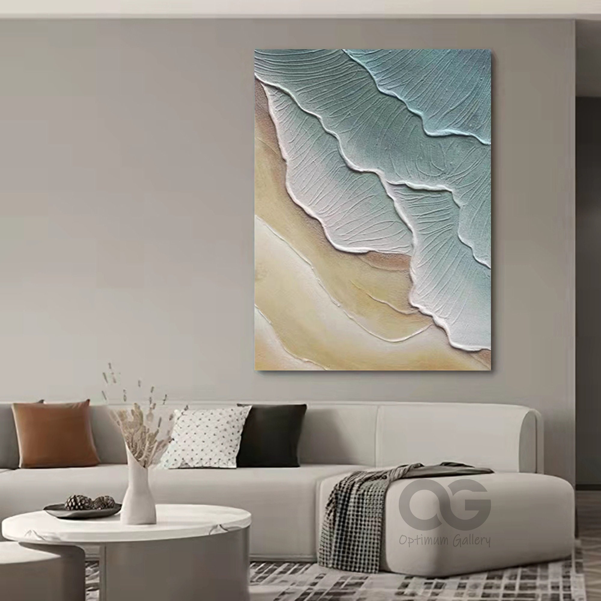 Gerahmtes Leinwandbild 'Lazy Ocean' – Küstenmotiv Mit Möwen, 81,3x40,6cm, Auf Holz Gedruckt, Fürs Wohnzimmer