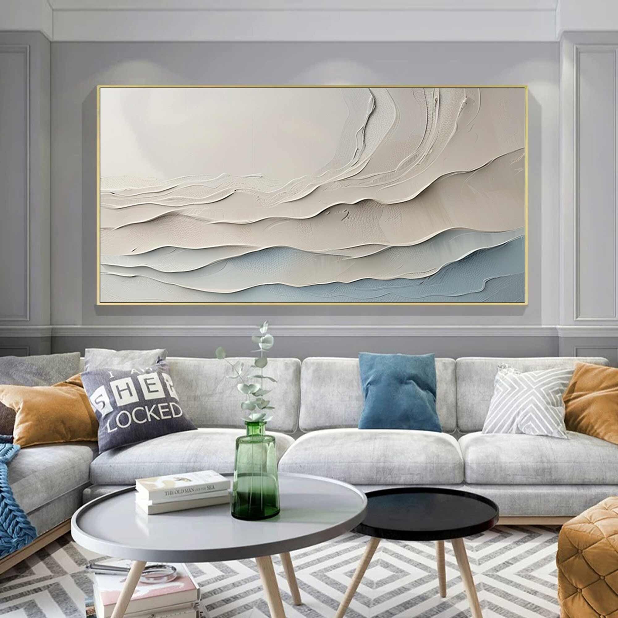 Textured White Wave Painting for Homes
