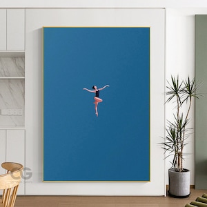 Diving Painting Diving Wall Art Swimming Girl Painting Blue Abstract Art Diving in Ocean Sensual Woman Ballet Wall Art Blue Sea Art Decor