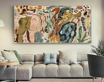 Original Abstract Acrylic Painting: White, Silver, Pastel Pink, Earth Tones, Boho Canvas Art