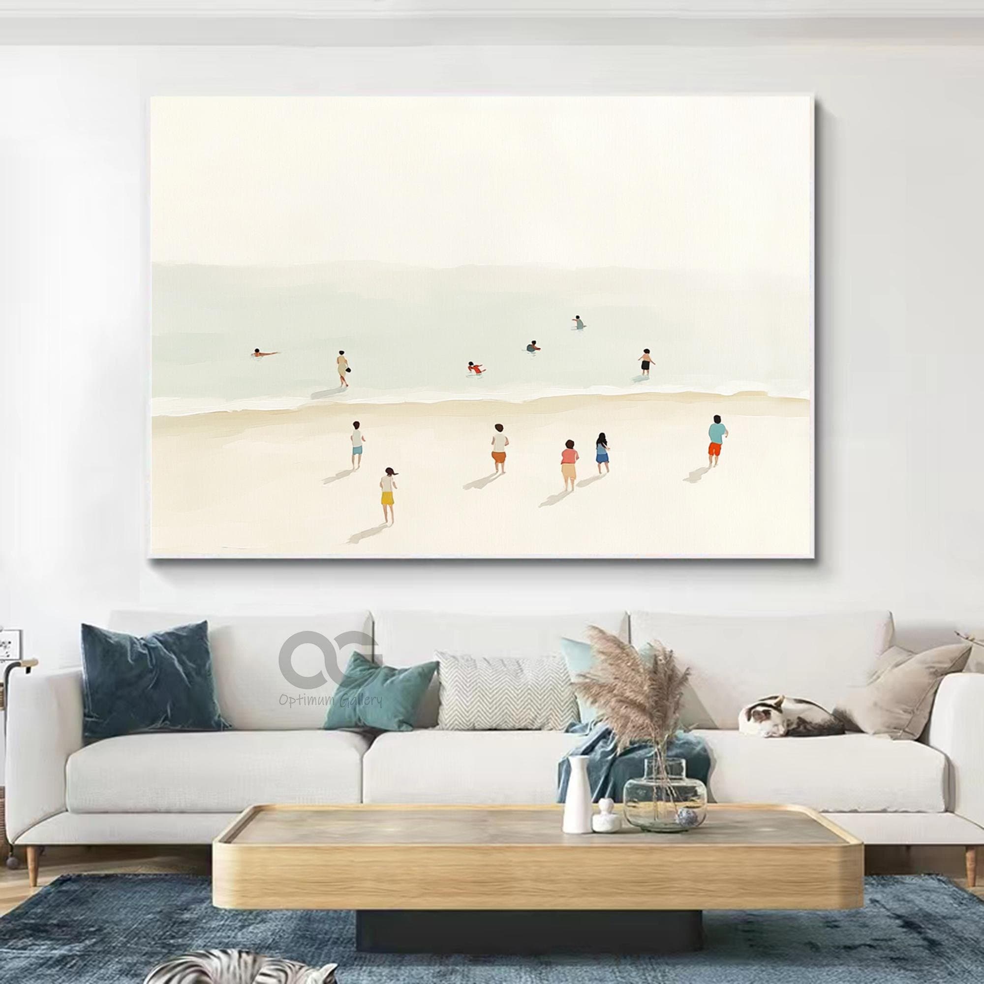 Contemporary White Wave Beach Art Decor