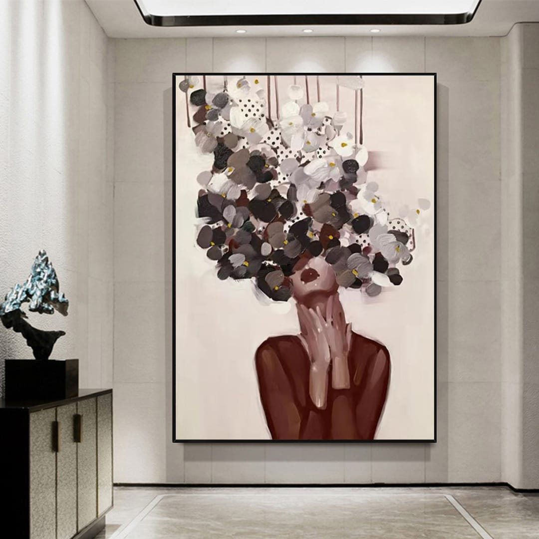 Large Abstract Lady Painting Woman Face Artwork Original Wall Art — free download
