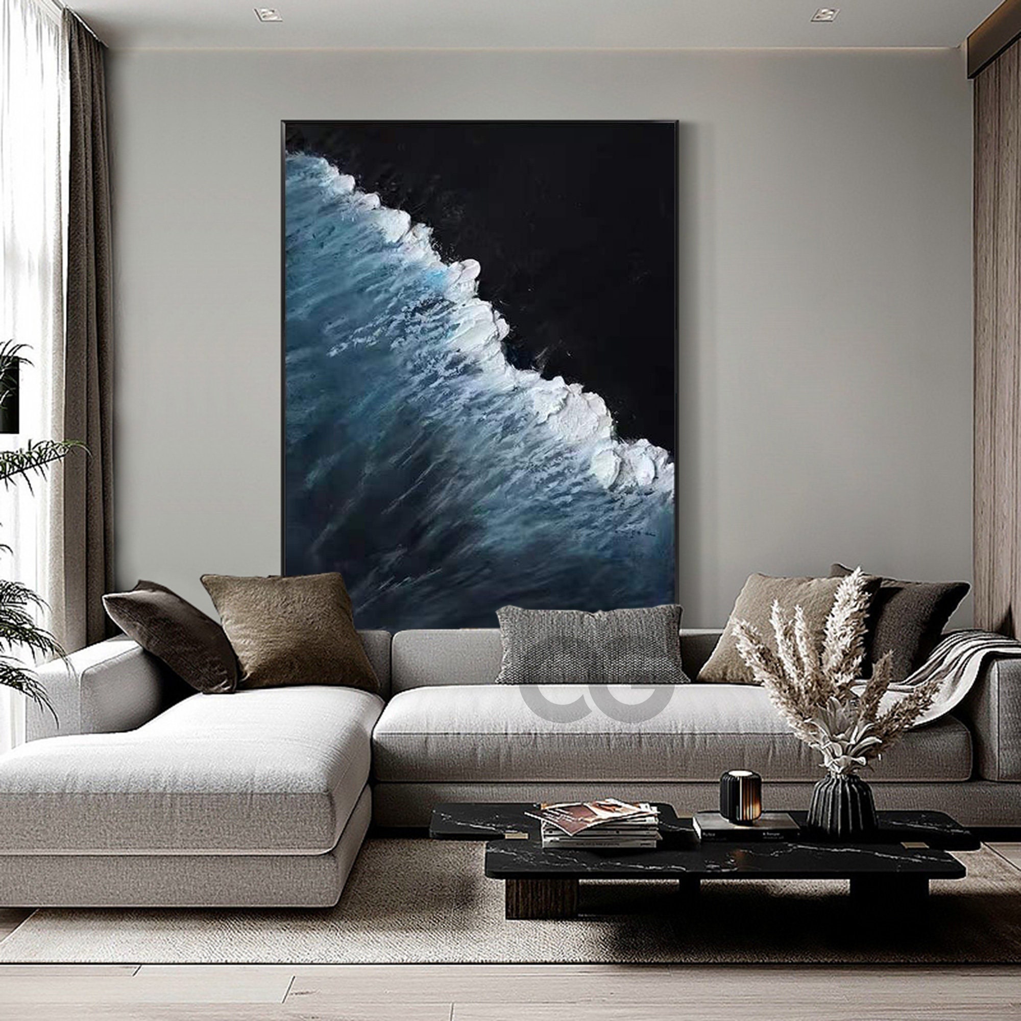 Vintage Green Ocean Landscape Wall Art