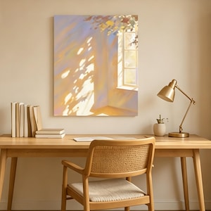 Sunlight Window Abstract Painting: Soft Pastel Minimalist Canvas Wall ...