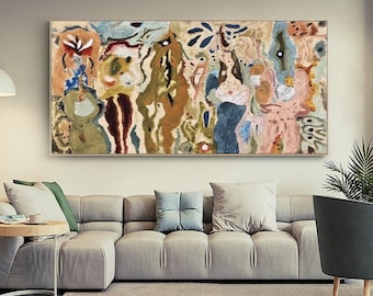 Original Abstract Oil Painting: Surrealist Floral, Shapes, Eclectic Wall Decor