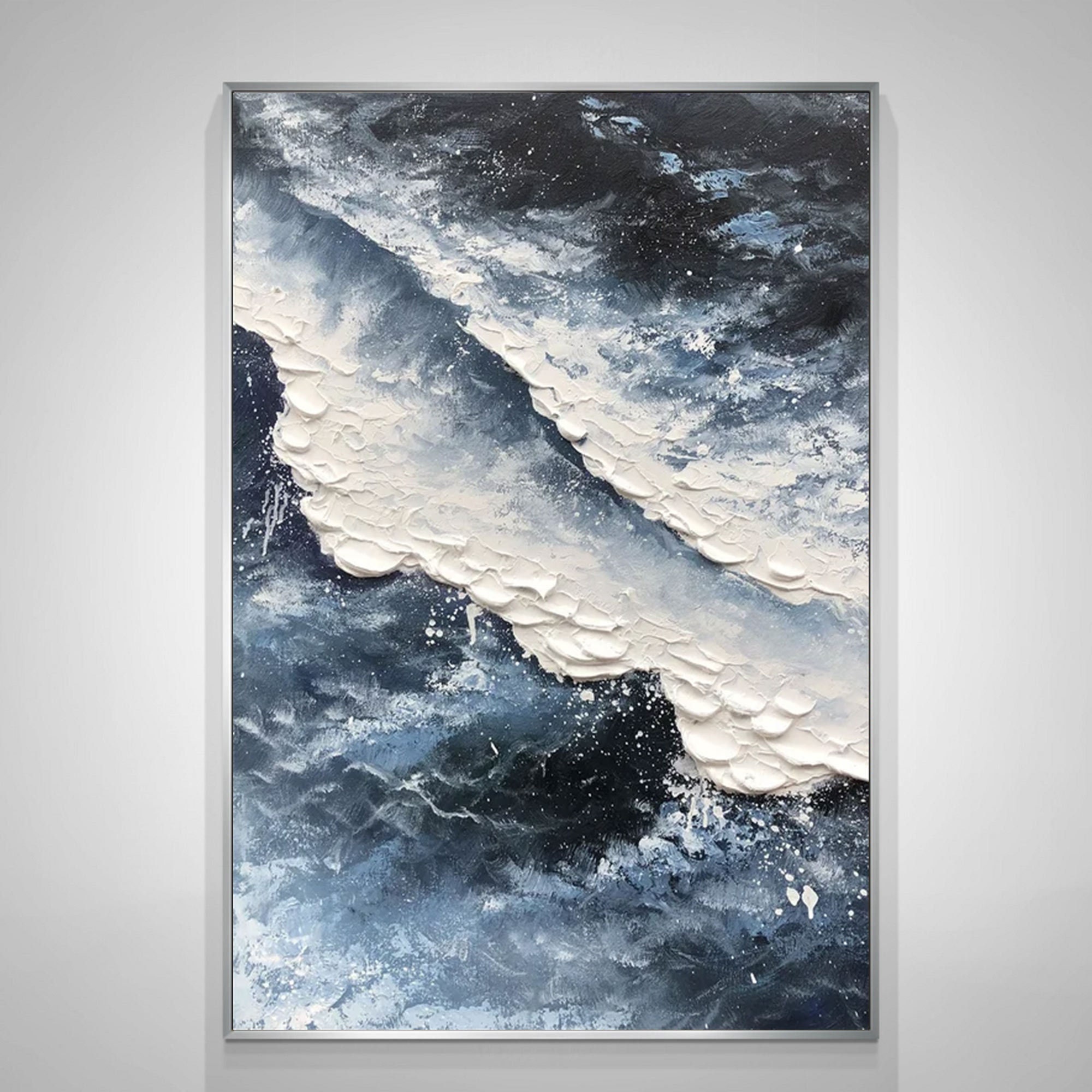 Large 3D Textured Ocean Wall Art Wave Acrylic Painting