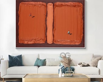 Dipinto di un campo da tennis in terra battuta con texture 3D, arte murale minimalista rossa, grande arte sportiva astratta, arte tennistica del Roland Garros, regali per gli amanti del tennis