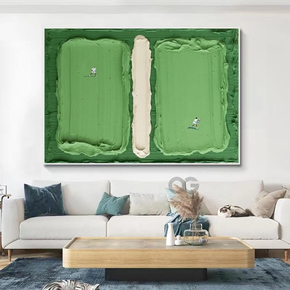 Green Tennis Court Painting | Textured Minimalist Sports Art - Etsy