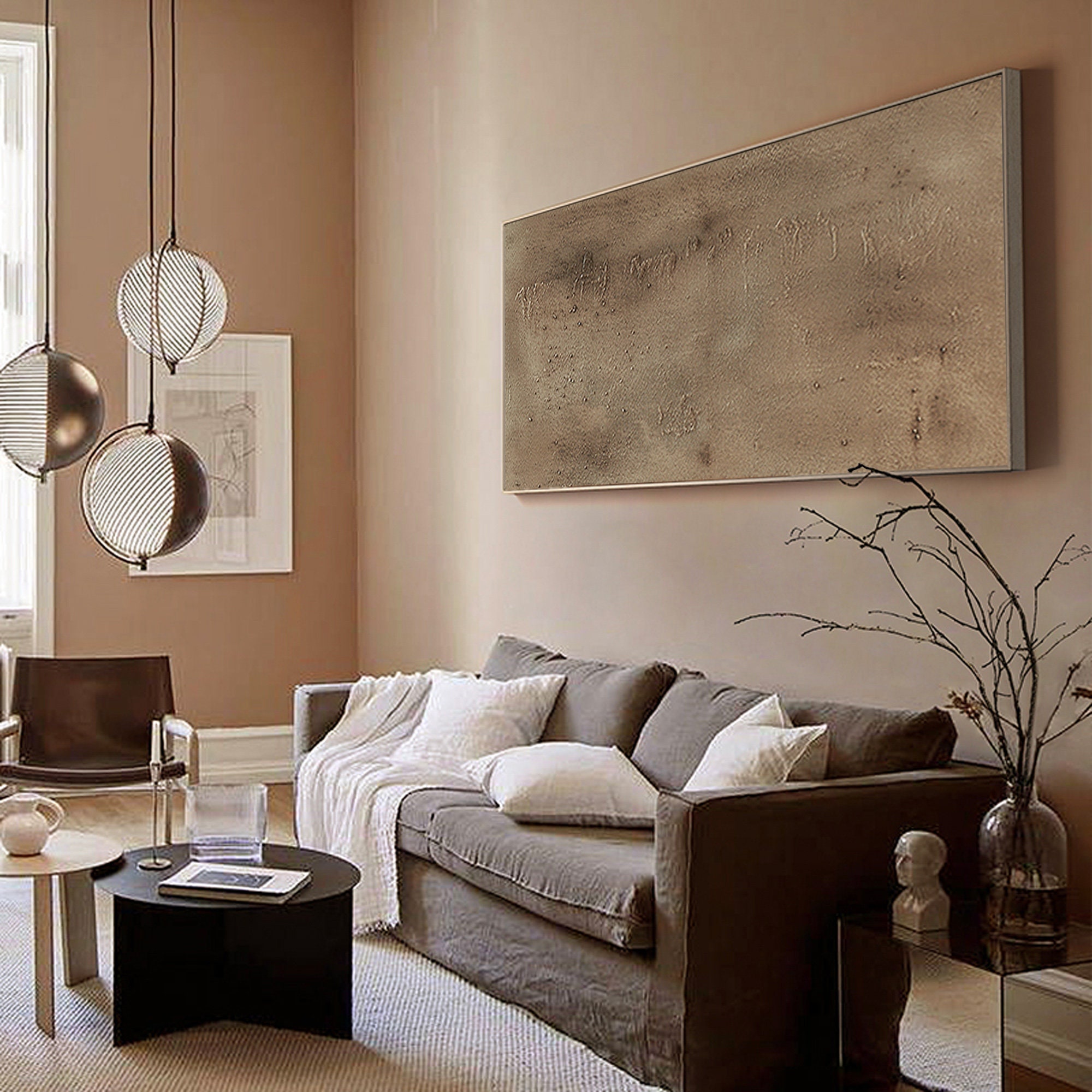 Large Abstract Brown Minimalist Wall Art Original Brown Etsy