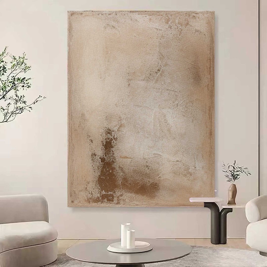 Beige Abstract Texture Painting, Large Wabi Sabi Wall Art - Etsy