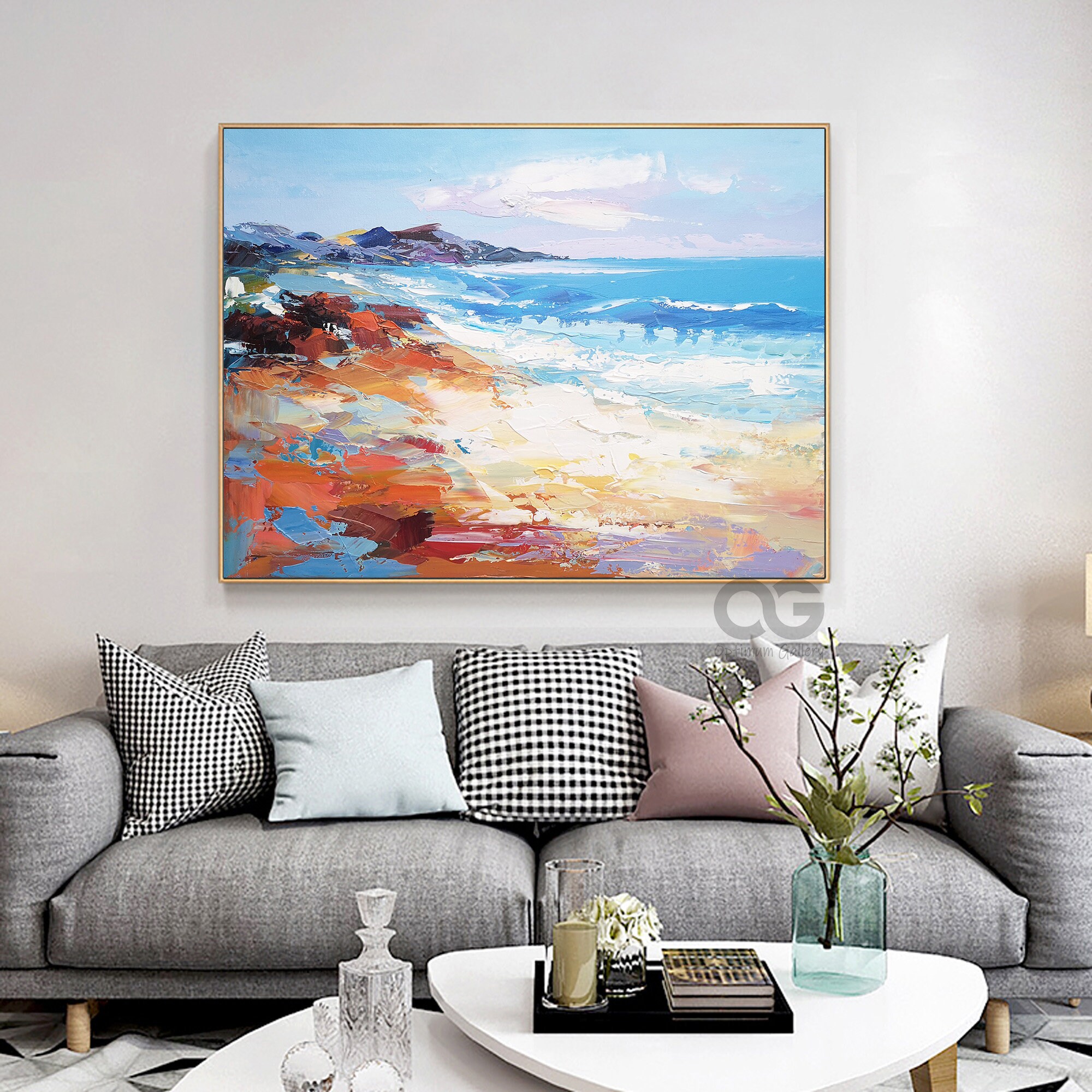 Framed Seaside Wall Art Seaside Painting Abstract Seascapes Etsy