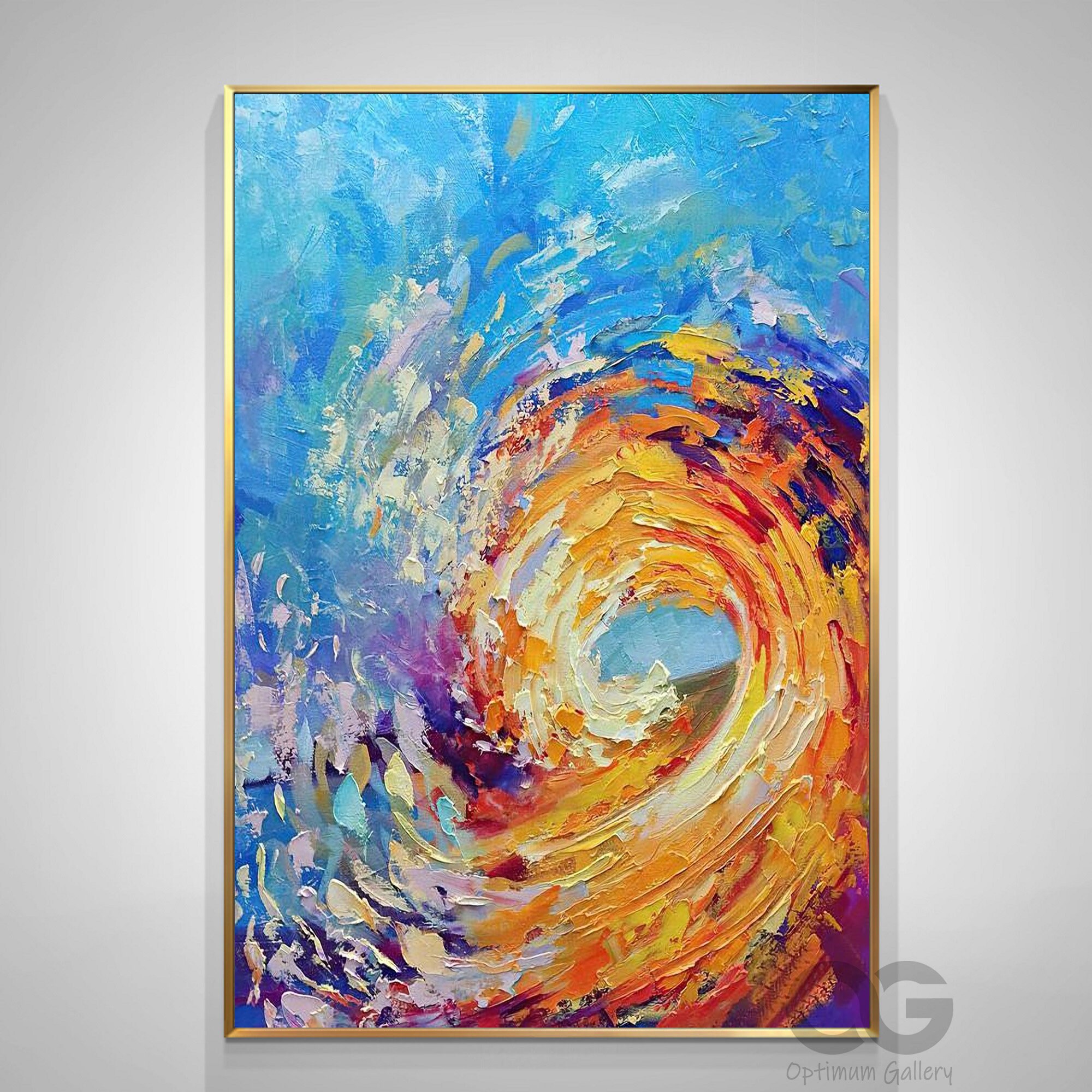 Large Abstract Ocean Wall Art Ocean Waves Painting Textured Etsy