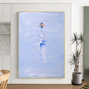 Original Schwimmer Acrylgemälde auf Leinwand Große Sport Schwimmen Kunst Wohnkultur Moderne Ozean Malerei Strukturierte Sommer Schwimmbad Wandkunst